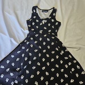 Sourpuss Black and White Ghost Pattern Dress